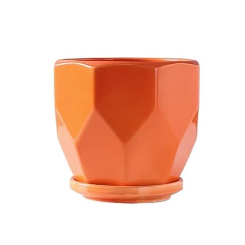 FDOSIJFOS Blumentöpfe, Keramik Große mit Tablett Einfache Haushalt Kreative Sukkulenten(Orange,L) von FDOSIJFOS