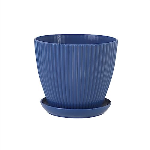 FDOSIJFOS Blumentöpfe, Mit Tablett Indoor und Outdoor Vertikale Muster Kindergarten Anbau Anlage Sukkulenten(Deep Blue,XXL 19x16cm) von FDOSIJFOS
