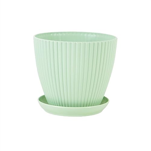 FDOSIJFOS Blumentöpfe, Mit Tablett Indoor und Outdoor Vertikale Muster Kindergarten Anbau Anlage Sukkulenten(Mint Green,S 9x8cm) von FDOSIJFOS