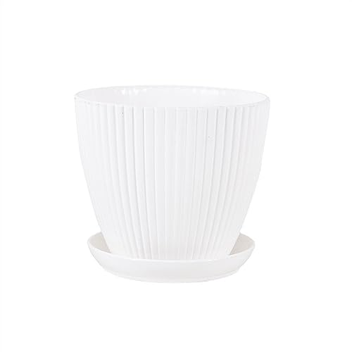 FDOSIJFOS Blumentöpfe, Mit Tablett Indoor und Outdoor Vertikale Muster Kindergarten Anbau Anlage Sukkulenten(White,XL 15x13cm) von FDOSIJFOS