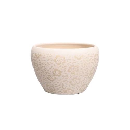 FDOSIJFOS Blumentöpfe, Pflanzer Keramik Großes Kaliber Indoor Und Outdoor Glück Baum s Sukkulenten Einfache(Beige,L) von FDOSIJFOS