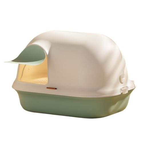 FDOSIJFOS Katzenklo Katzentoilette, großes Eck-Katzentoilettengehäuse mit Vordertürklappe und Schaufel, Katzenstreu mit Haube(Green One Size,Green) von FDOSIJFOS