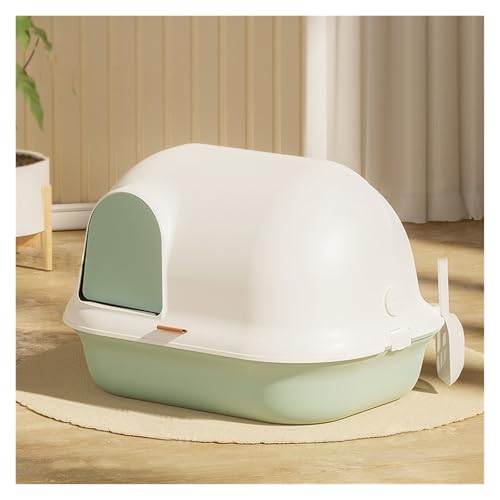 FDOSIJFOS Katzenklo Katzentoilette, großes Katzentoilettengehäuse mit Vordertürklappe und Schaufel, Katzentoilette mit Haube(Green One Size,Green) von FDOSIJFOS