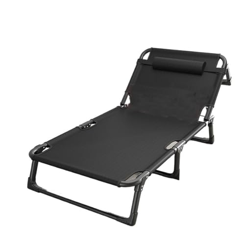 FDOSIJFOS Klappbett, Haushalt, einfaches Büro, Nickerchen for Erwachsene, Marschieren, kleines Bett im Freien, begleitendes Liegebett mit Liegestuhl(Black,Small) von FDOSIJFOS