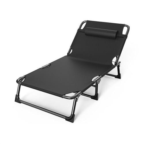 FDOSIJFOS Klappbett, Klappbett for den Außenbereich, verstärktes tragbares Einzelbett for zu Hause, einfaches for das Büro, Einzelbett-Liegestuhl for(Black) von FDOSIJFOS