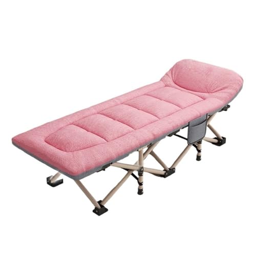 FDOSIJFOS Klappbett, Nickerchen for eine Person, einfacher Krankenhaus-Loungesessel, tragbares Marschbett for den Außenbereich, Liegebett(Pink) von FDOSIJFOS