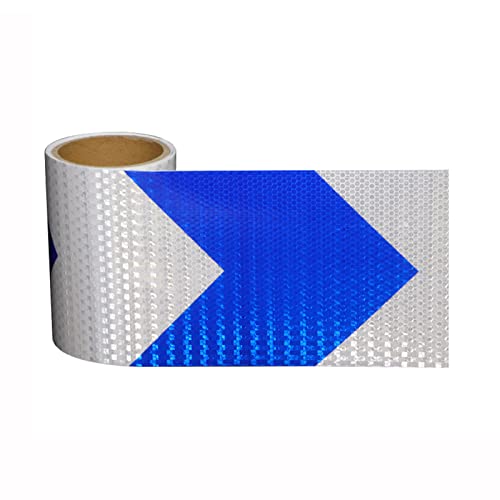 FDOSIJFOS Reflektierendes Klebeband, Selbstklebender reflektierender Aufkleber mit hochintensivem Pfeil, Markierungs-Absperrband(Blue White) von FDOSIJFOS