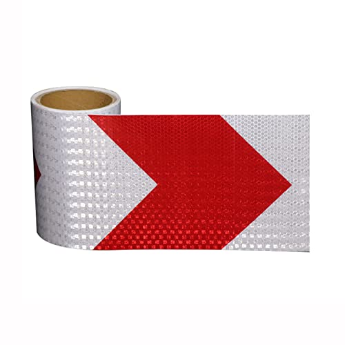 FDOSIJFOS Reflektierendes Klebeband, Selbstklebender reflektierender Aufkleber mit hochintensivem Pfeil, Markierungs-Absperrband(Red White) von FDOSIJFOS
