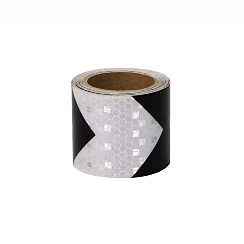 FDOSIJFOS Reflektierendes Klebeband, Selbstklebendes Markierungsband, hochintensiver reflektierender Aufkleber for Auto-LKW(White Black) von FDOSIJFOS