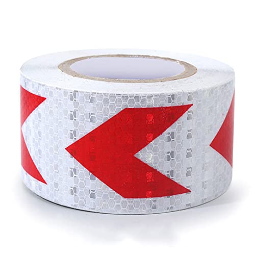 FDOSIJFOS Reflektierendes Klebeband, Warnband, Selbstklebender reflektierender Aufkleber mit hochintensivem Pfeil, Markierungs-Absperrband(White Red) von FDOSIJFOS