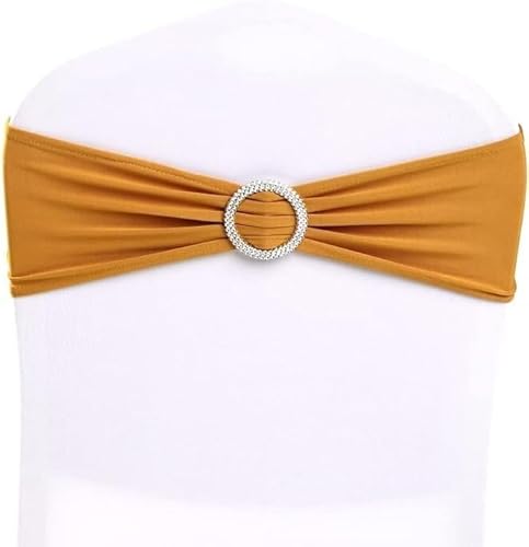 FDOSIJFOS Stuhlschleifen, Stuhlschärpen, Stuhlband Spandex Schärpe Krawatte Schleife Mit Schnalle for Stuhlhussen Event Party Event Hotel Dekoration-, 10 Stück(Brown) von FDOSIJFOS