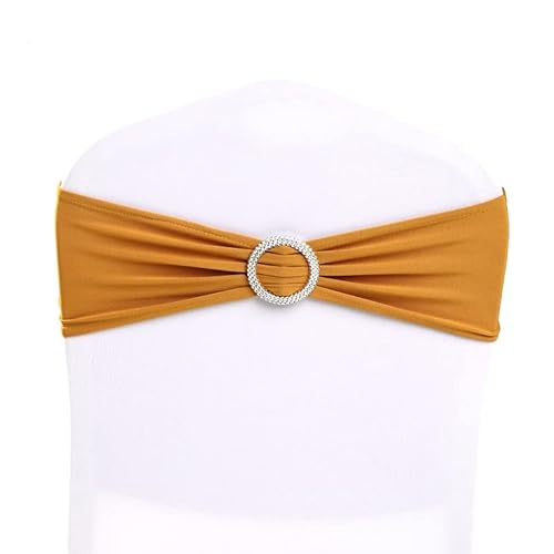 FDOSIJFOS Stuhlschleifen, Stuhlschärpen, Stuhlband Spandex Schärpe Krawattenschleife Mit Schnalle for Stuhlhussen Event Party Event Hotel Dekoration, 50 Stück(Brown) von FDOSIJFOS