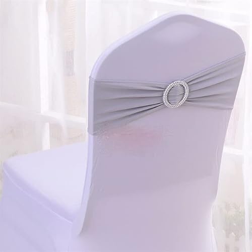 FDOSIJFOS Stuhlschleifen, Stuhlschärpen, Stuhlband Spandex Schärpe Krawattenschleife Mit Schnalle for Stuhlhussen Event Party Event Hotel Dekoration, 50 Stück(Silver) von FDOSIJFOS