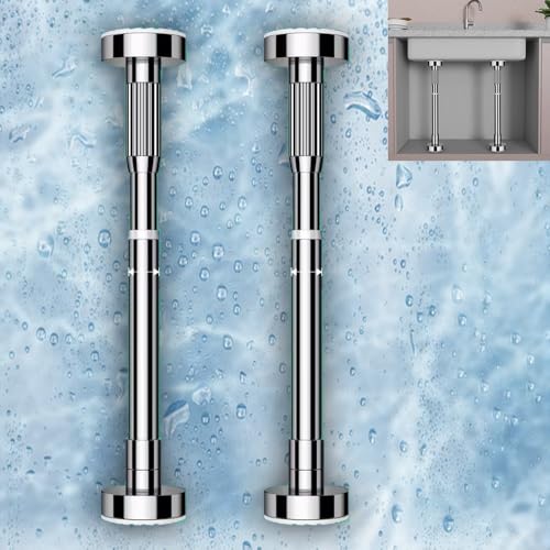 FDOSIJFOS Unterbau-Spülbeckenhalterung Halterung for Spülbecken aus Edelstahl, verstellbare Stützbeine for Unterbaubecken, Reparatursatz for bohrfreie Installation(2*Height 70 120cm) von FDOSIJFOS