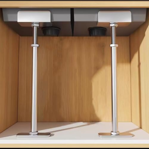 FDOSIJFOS Unterbau-Spülbeckenhalterung Unterbau-Spülenhalterungen, 2 Stück Bohrfreie Stützbeine for Küchenspülen, Verstellbare Stützstange aus Edelstahl, Spülen-Reparaturset(Height 43 58cm) von FDOSIJFOS