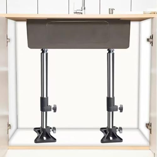 FDOSIJFOS Unterbau-Spülbeckenhalterung Unterbau-Spülenhalterungen, Teleskop-Spülenstützbeine, Reparaturset for Küchenspülen, Stützstangen aus Edelstahl, ohne Bohren(2*Height 35 60cm(13.8" 23.6")) von FDOSIJFOS