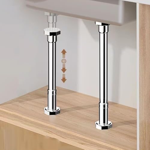 Unterbau-Spülbeckenhalterung Teleskop-Waschbeckenbeine, verstellbare Stützstangen for Badezimmerwaschbecken aus Metall, Stützstange for Küchenspüle, Möbelbein, ohne Bohren(2*H 70 120cm/28" 47") von FDOSIJFOS