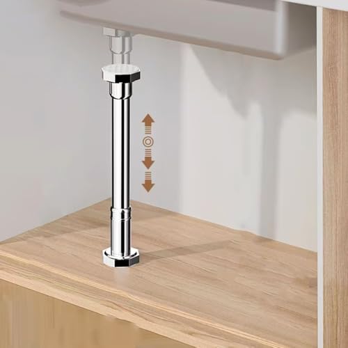 Unterbau-Spülbeckenhalterung Teleskop-Waschbeckenbeine, verstellbare Stützstangen for Badezimmerwaschbecken aus Metall, Stützstange for Küchenspüle, Möbelbein, ohne Bohren(H 70 120cm/28" 47") von FDOSIJFOS