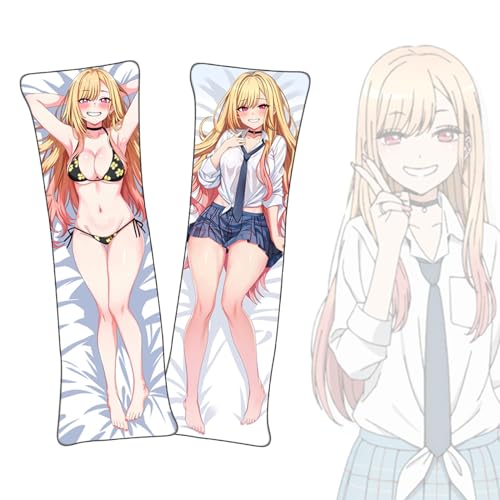 FDSAD Anime Kissenbezüge My Dress-Up Darling Kitagawa Marin Dakimakura kurzer Plüschstoff doppelseitiger Anime Körper Kissenbezug von FDSAD