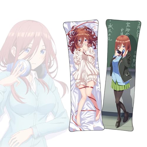 Anime Kissenbezüge The Quintessential Quintuplets Nakano Miku Dakimakura kurzer Plüschstoff doppelseitiger Anime Körper Kissenbezug von FDSAD