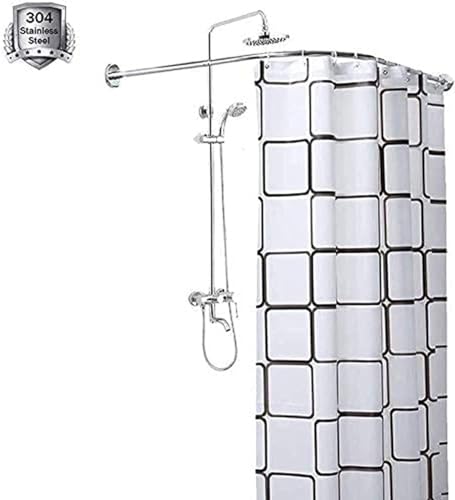 Duschvorhangstange Ecke Badewanne Ohne Bohren Duschstange L Form 304 Edelstahl Eckduschstange Teleskop für Badezimmer, Küche, Umkleidekabine(70-95 x 70-95cm) von FDSAGHJ