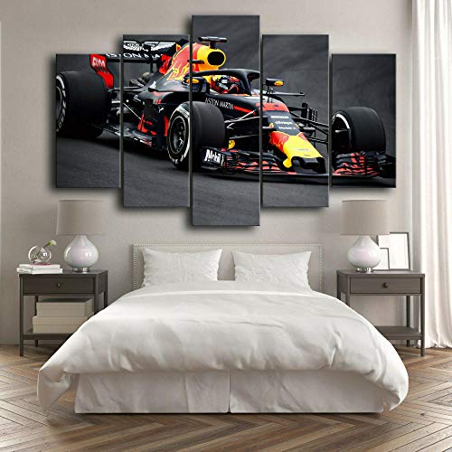 FDSEF Leinwandbild 5 Teile Bilder Max Verstappen F1 Racing 5 teilige Wandbilder Wandbilder Kunstdruck 150X80cm Mit Rahmen Vlies Leinwanddrucke Leinwandbilder Cadeau von FDSEF