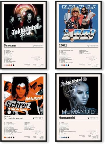 FDSFE Tokio Hotel-Poster, Rockband-Albumcover-Poster, für Zimmer, ästhetisch, limitierte Auflage, HD-Schlafzimmer, Musikdekoration, Kunst, ungerahmt, 20 x 30 cm, 4 Stück FDSFE Tokio Hotel-Poster, Rockband-Albumcover-Poster, für Zimmer, ästhetisch, limitierte Auflage, HD-Schlafzimmer, Musikdekoration, Kunst, ungerahmt, 20 x 30 cm, 4 Stück von FDSFE