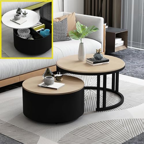 2er-Set Zusammensetzbarer Couchtisch, Moderner Runder Couchtisch Mit Stauraum, Zusammensetzbarer Beistelltisch füR Kleine RäUme, Stapelbare Beistelltische mit Glasplatte und Stabil(Color:Black-leg-19) 2er-Set Zusammensetzbarer Couchtisch, Moderner Runder Couchtisch Mit Stauraum, Zusammensetzbarer Beistelltisch füR Kleine RäUme, Stapelbare Beistelltische mit Glasplatte und Stabil(Color:Black-leg-19) von FDSGEEE