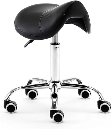 FDSGEEE Hydraulischer Sattelhocker auf Rollen, moderner drehbarer Rollsitz/Salonstuhl für Spa-Massage, bequemer Beauty-Balance-Stuhl (Farbe: Schwarz) von FDSGEEE