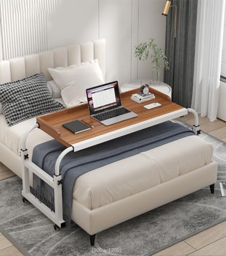 FDSGEEE Mobiler Nachttisch für King-Size-Bett, Queen-Size-Bett, höhenverstellbar, Rolltisch, Nachttisch mit rollenden Rädern (Farbe: Holz) von FDSGEEE