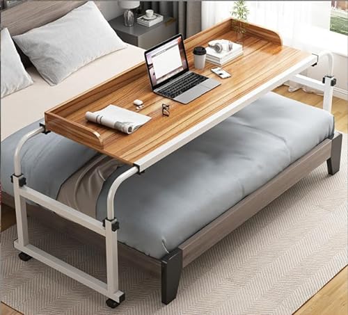FDSGEEE Rollbarer Nachttisch, Nachttisch mit rollbarer Höhe und Länge, verstellbarer mobiler Tisch, über dem Bett, mit Rädern (Farbe: Eiche) von FDSGEEE