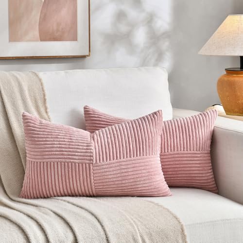 FDTERN 2er Set Altrosa Kordsamt Kissenbezug 50x70CM Weich Moderne Dekorative Kissenbezüge Kissenhülle Dekokissenbezug Sofakissen Dekokissen Boho Deko für Sofa Schlafzimmer Wohnzimmer Bett von FDTERN