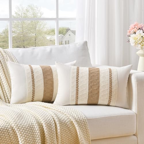 FDTERN 2er Set Boho Kissenbezug 30x50 Neutral,Dekorative Leinen Kissenbezüge Kissenhülle Dekokissenbezug Sofakissen Dekokissen Deko für Sofa Schlafzimmer Wohnzimmer FDTERN 2er Set Boho Kissenbezug 30x50 Neutral,Dekorative Leinen Kissenbezüge Kissenhülle Dekokissenbezug Sofakissen Dekokissen Deko für Sofa Schlafzimmer Wohnzimmer von FDTERN