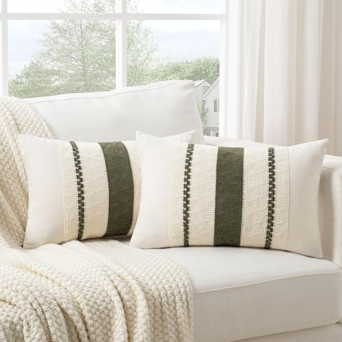 FDTERN 2er Set Boho Kissenbezug 30x50 Olivgrün,Dekorative Leinen Kissenbezüge Kissenhülle Dekokissenbezug Sofakissen Dekokissen Deko für Sofa Schlafzimmer Wohnzimmer FDTERN 2er Set Boho Kissenbezug 30x50 Olivgrün,Dekorative Leinen Kissenbezüge Kissenhülle Dekokissenbezug Sofakissen Dekokissen Deko für Sofa Schlafzimmer Wohnzimmer von FDTERN