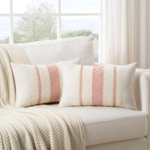 FDTERN 2er Set Boho Kissenbezug 30x50 Rosa,Dekorative Leinen Kissenbezüge Kissenhülle Dekokissenbezug Sofakissen Dekokissen Deko für Sofa Schlafzimmer Wohnzimmer FDTERN 2er Set Boho Kissenbezug 30x50 Rosa,Dekorative Leinen Kissenbezüge Kissenhülle Dekokissenbezug Sofakissen Dekokissen Deko für Sofa Schlafzimmer Wohnzimmer von FDTERN