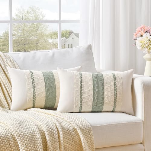 FDTERN 2er Set Boho Kissenbezug 30x50 Salbeigrün,Dekorative Leinen Kissenbezüge Kissenhülle Dekokissenbezug Sofakissen Dekokissen Deko für Sofa Schlafzimmer Wohnzimmer FDTERN 2er Set Boho Kissenbezug 30x50 Salbeigrün,Dekorative Leinen Kissenbezüge Kissenhülle Dekokissenbezug Sofakissen Dekokissen Deko für Sofa Schlafzimmer Wohnzimmer von FDTERN