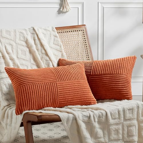 FDTERN 2er Set Karamell Kordsamt Kissenbezug 35x60CM Weich Moderne Dekorative Kissenbezüge Kissenhülle Dekokissenbezug Sofakissen Dekokissen Boho Herbst Deko für Sofa Schlafzimmer Wohnzimmer Balkon von FDTERN