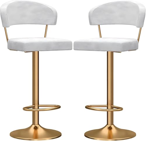 Counter Heighing Stools Moderne Barstühle Counter Height Barhocker Set von 2, bequemer Samtfrühstück in Islandhocker, hohlen Rückenlehne und Fußstütze, Heben von Schwenkbarpool (schwarz, 65-80 cm) von FDTMGW