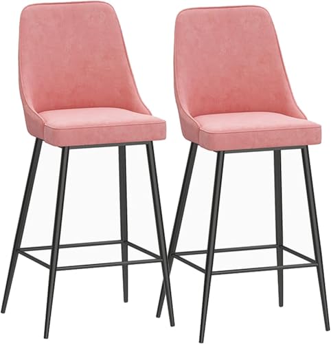 Counter Heighthools Metal Bar Stools Set von 2 Barhockern mit hoher Rückenlehne Velvet Barhocker Metall Footust Farmhouse Island Stühle Frühstück Speisehocker für das Küchenbistro -Pub Esszimmer von FDTMGW
