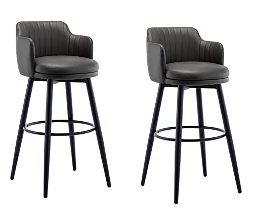FDTMGW 26 '' Counter Height Bar Stools Set von 2 modernen Polsterhockern Leder (65 cm) von FDTMGW