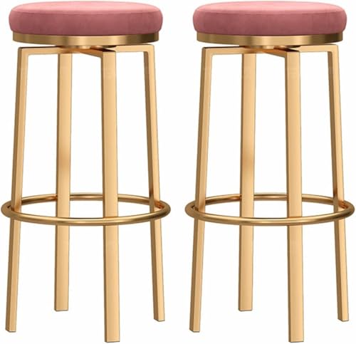 FDTMGW Barhocker Essstuhl 2 Set Schwenkig stilvolle Goldzählerhöhe Hocker Samt Polster (grüne Kissen, 65 cm Sitzhöhe) von FDTMGW