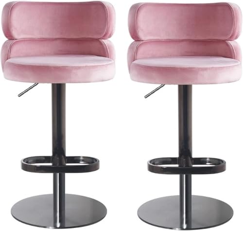 FDTMGW Barhocker Velvet -Set von 2 Schwenkbarpolen verstellbare Heigh Island mit Rückenschalter (schwarz, b) von FDTMGW