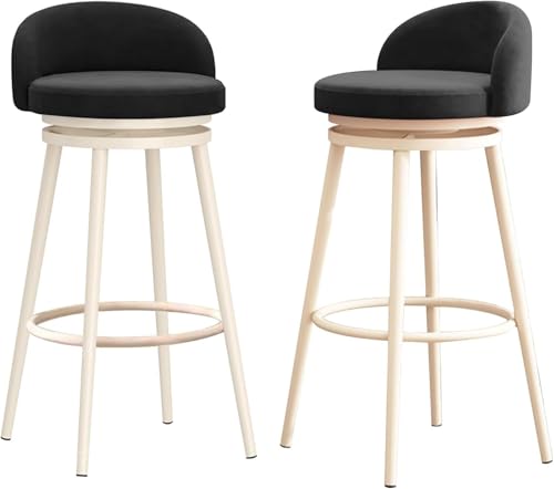 FDTMGW Counter Heighing Stools Counter Height Bar Stools Set von 2, Elegante Samtpolsterstuhlhocker mit Rücken, Moderne Kücheninselstühle für Dining Room Home Pub (Green, 75 cm) von FDTMGW