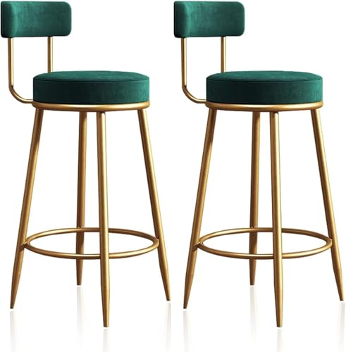 FDTMGW Counter Heighing Stools Velvet Breakfast Barhocker Set aus 2 hohlen Hinterbarststühlen Hochhocker für Zuhause, Esszimmer, Party, moderner Kücheninselstuhl (schwarz, 75 cm) von FDTMGW