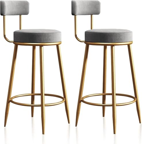 FDTMGW Counter Heighing Stools Velvet Breakfast Barhocker Set aus 2 hohlen Hinterbarststühlen Hochhocker für Zuhause, Esszimmer, Party, moderner Kücheninselstuhl (schwarz, 75 cm) von FDTMGW