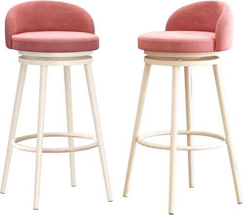 FDTMGW Counter Heighing Stools Velvet Counter Height Bar Stools Set von 3, Moderne Küchenhocker mit Rücken und Fußstütze, gepolsterte Schwenkstühle für Küchentheke, Bar (weiß, 75 cm) von FDTMGW