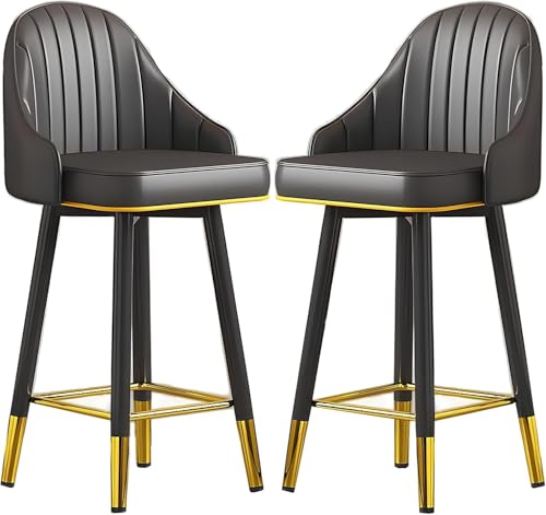 FDTMGW Counter Height Stools Bar Stools Set aus 2 PU Lederpolsterten Hochstuhl, Küchen -Essbarhosen mit Big Backgerast & Fußstütze und Metallbeine für Bistro, Restaurants Island Chairs (E, 55) von FDTMGW