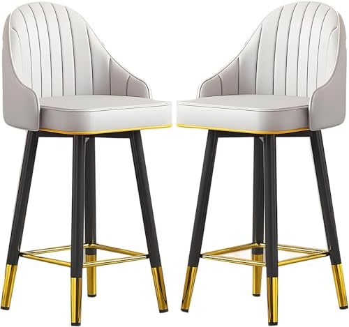 FDTMGW Counter Height Stools Bar Stools Set aus 2 PU Lederpolsterten Hochstuhl, Küchen -Essbarhosen mit Big Backgerast & Fußstütze und Metallbeine für Bistro, Restaurants Island Chairs (E, 55) von FDTMGW