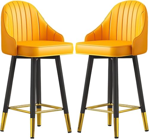 FDTMGW Counter Height Stools Bar Stools Set aus 2 PU Lederpolsterten Hochstuhl, Küchen -Essbarhosen mit Big Backgerast & Fußstütze und Metallbeine für Bistro, Restaurants Island Chairs (E, 55) von FDTMGW