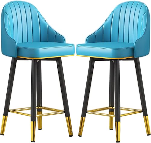 FDTMGW Counter Height Stools Bar Stools Set aus 2 PU Lederpolsterten Hochstuhl, Küchen -Essbarhosen mit Big Backgerast & Fußstütze und Metallbeine für Bistro, Restaurants Island Chairs (E, 55) von FDTMGW
